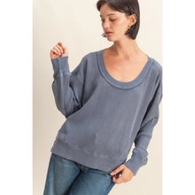 Load image into Gallery viewer, Hyfve Scoop Neck Waffle Mineral Washed Long Sleeve Top