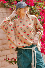 Load image into Gallery viewer, Easel Floral Print Washed Thermal Pullover