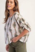 Load image into Gallery viewer, EE:SOME Geometric Floral Printed Elastic Cuff Blouse