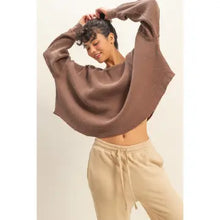 Load image into Gallery viewer, Hyfve Mineral Washed Dropped Shoulder Waffle Knit Top