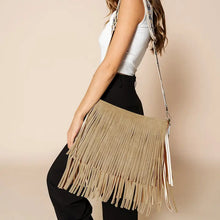 Load image into Gallery viewer, JEN & CO SADIE SUEDE FRINGE CROSSBODY DARK BROWN