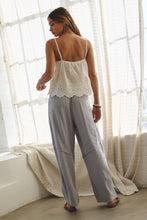 Load image into Gallery viewer, ODDI EYELET EMBROIDERED CAMI TOP FRONT TIE
