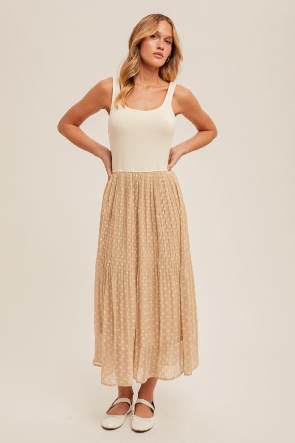 Hem & Thread Polka Dot Contrast Midi Dress