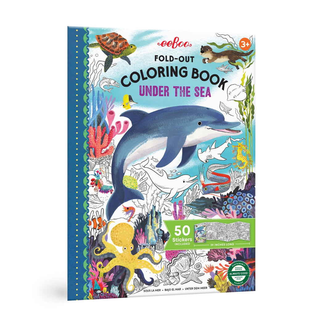 Eeboo Under the Sea Fold-Out Coloring Book with Stickers