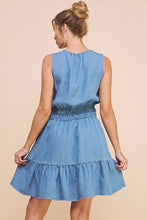 Load image into Gallery viewer, Allie Rose Washed Chambray Peplum Dress

