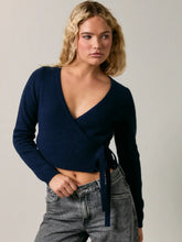 Load image into Gallery viewer, LE LIS LONG SLEEVE WRAP CROP SWEATER
