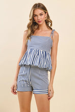 Load image into Gallery viewer, TCEC SLEEVELESS STRIPED PEPLUM TOP
