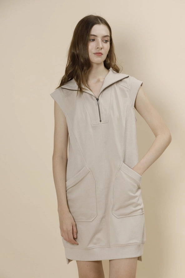 A & SHE COTTON ZIP UP FRONT SLEEVELESS DRESS mum & me mercantile A & SHE COTTON ZIP UP FRONT SLEEVELESS DRESS mum & me mercantile