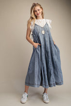 Load image into Gallery viewer, EASEL WIDE LEG WASHED DENIM JUMPSUIT
