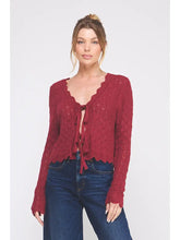 Load image into Gallery viewer, ALLIE ROSE POINTELLE TIE CARDIGAN W SCALLOP EDGE
