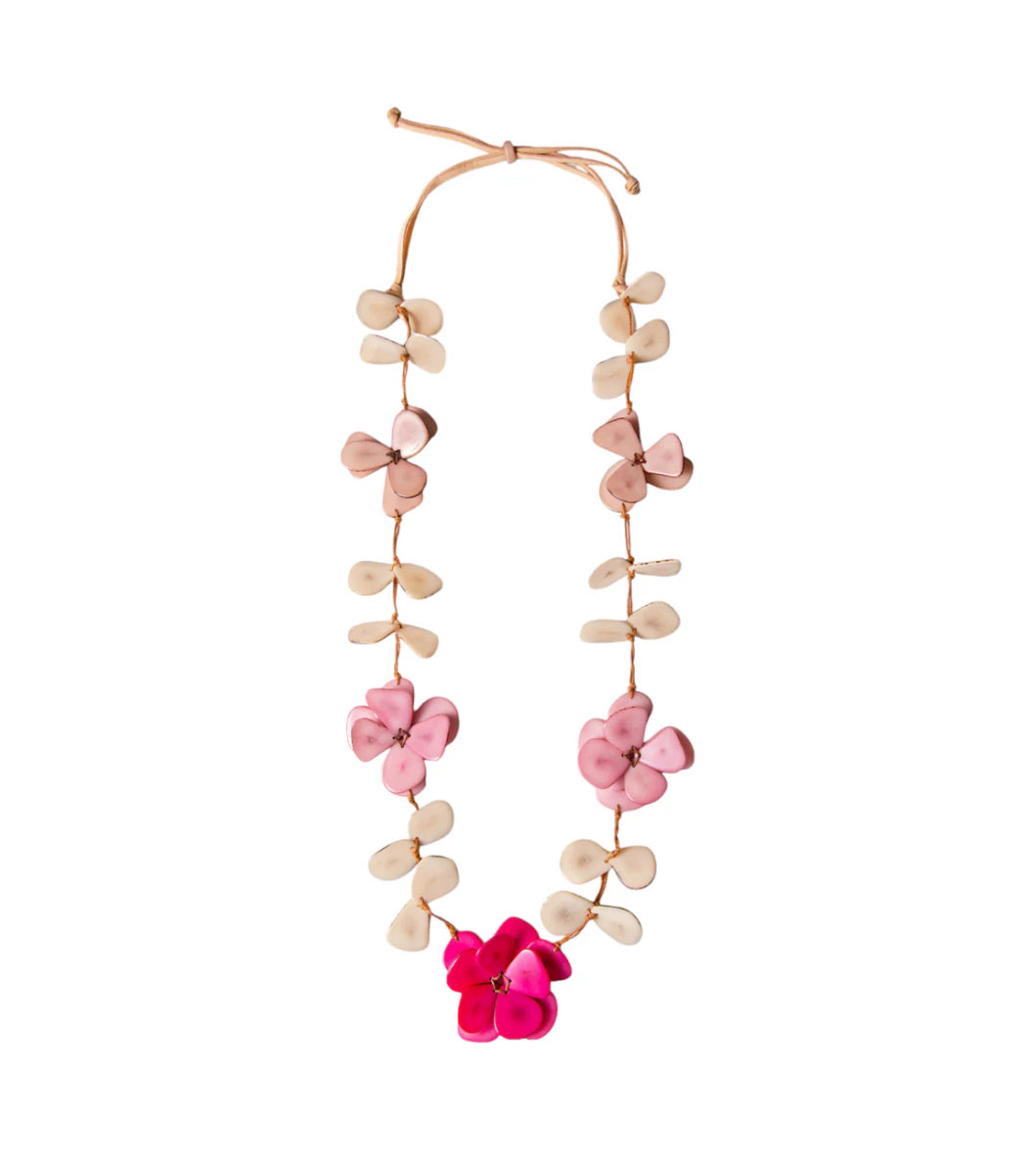 Tagua Rosie Necklace Pink Combo