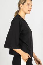 Load image into Gallery viewer, BEFORE YOU COLLECTION SCUBA MODAL WIDE 3/4 SLEEVE TOP IN BLACK
