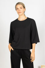 Load image into Gallery viewer, BEFORE YOU COLLECTION SCUBA MODAL WIDE 3/4 SLEEVE TOP IN BLACK
