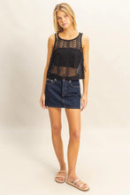 Load image into Gallery viewer, HYFVE CROCHET BUTTON SIDES CROP SLEEVELESS BOXY TANK
