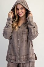 Load image into Gallery viewer, EASEL PLAID WASHED COTTON GAUSE HOODED PULLOVER
