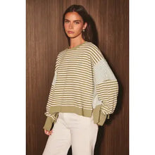 Load image into Gallery viewer, LE LIS SCOOPED NECK LINE STRIPE SWEATSHIRTS
