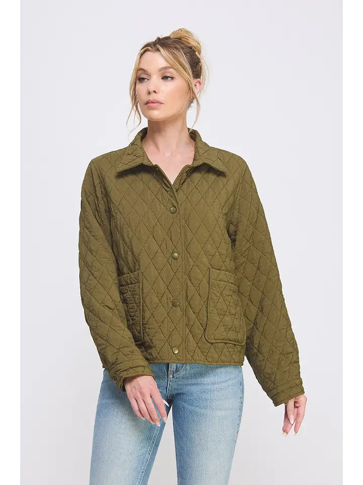 ALLIE ROSE QUILTED OLIVE JACKET