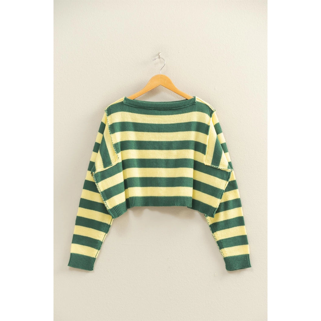 Hyfve Relaxed Fit Striped Boat Neck Sweater