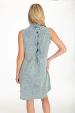 Load image into Gallery viewer, GIVEN KALE SLEEVELESS LACE UP BACK DRESS MED ACID WASH
