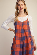 Load image into Gallery viewer, EASEL PLAID WASHED OVERALLS
