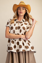 Load image into Gallery viewer, EASEL SHORT SLEEVE POLKA DOT BLOUSE
