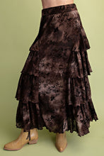Load image into Gallery viewer, EASEL BURNOUT MESH TIERED MAXI SKIRT
