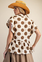 Load image into Gallery viewer, EASEL SHORT SLEEVE POLKA DOT BLOUSE
