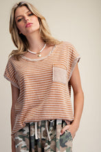 Load image into Gallery viewer, EASEL CAP SLEEVE STRIPED BLOUSE
