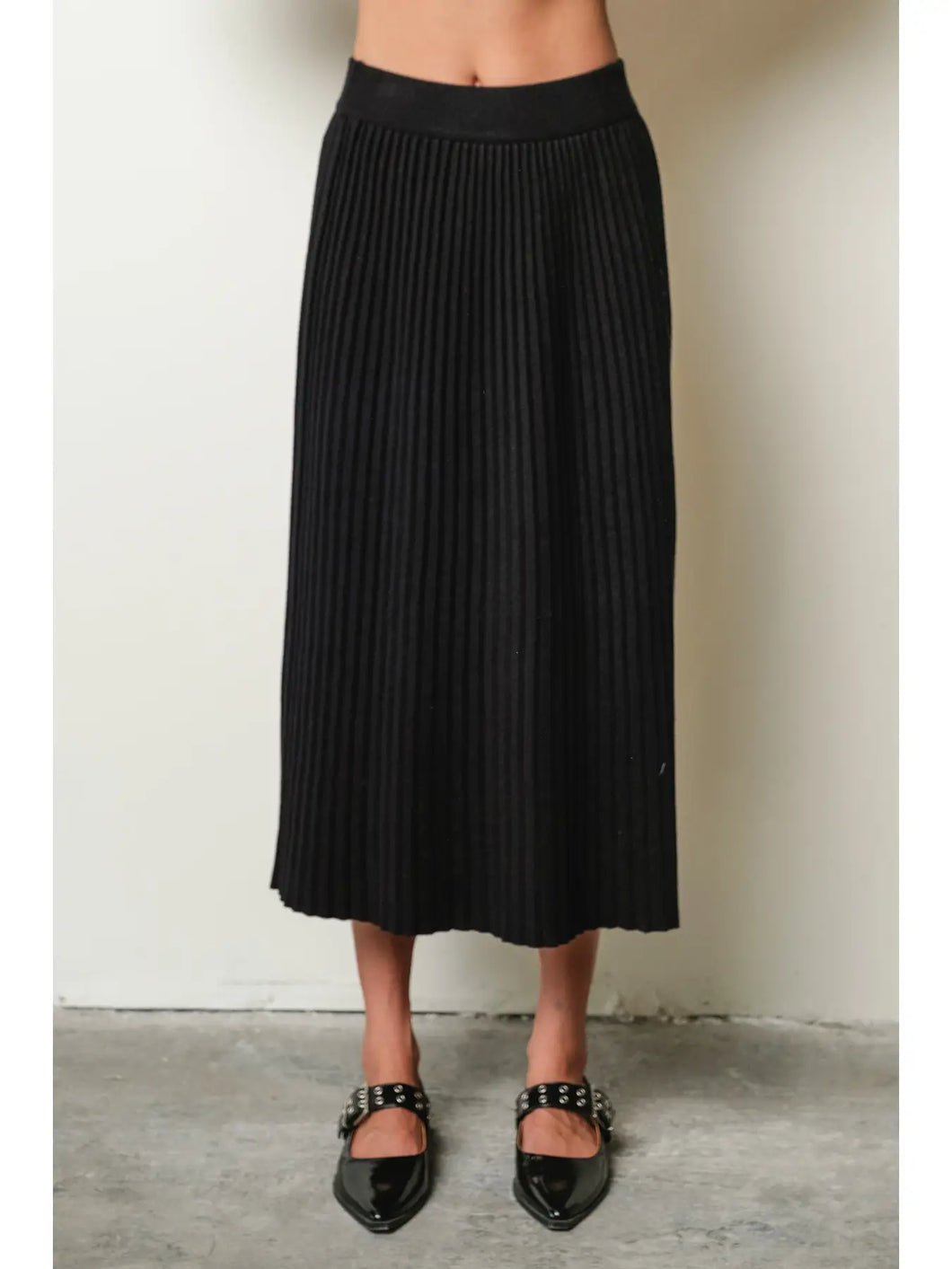 PLEATED SWEATER MIDI SKIRT