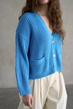 Load image into Gallery viewer, Elle Grey Chunky Ribbed Cardigan with V-Neck
