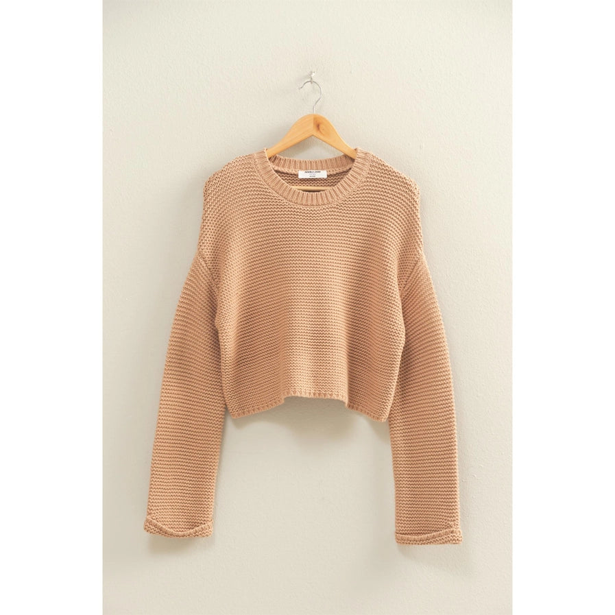 HYFVE TEXTURED KNIT CREW DROP SHOULDER SWEATER