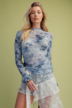 Load image into Gallery viewer, EASEL BURN OUT SHEER MESH TOP

