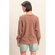 Load image into Gallery viewer, Hyfve Scoop Neck Waffle Mineral Washed Long Sleeve Top
