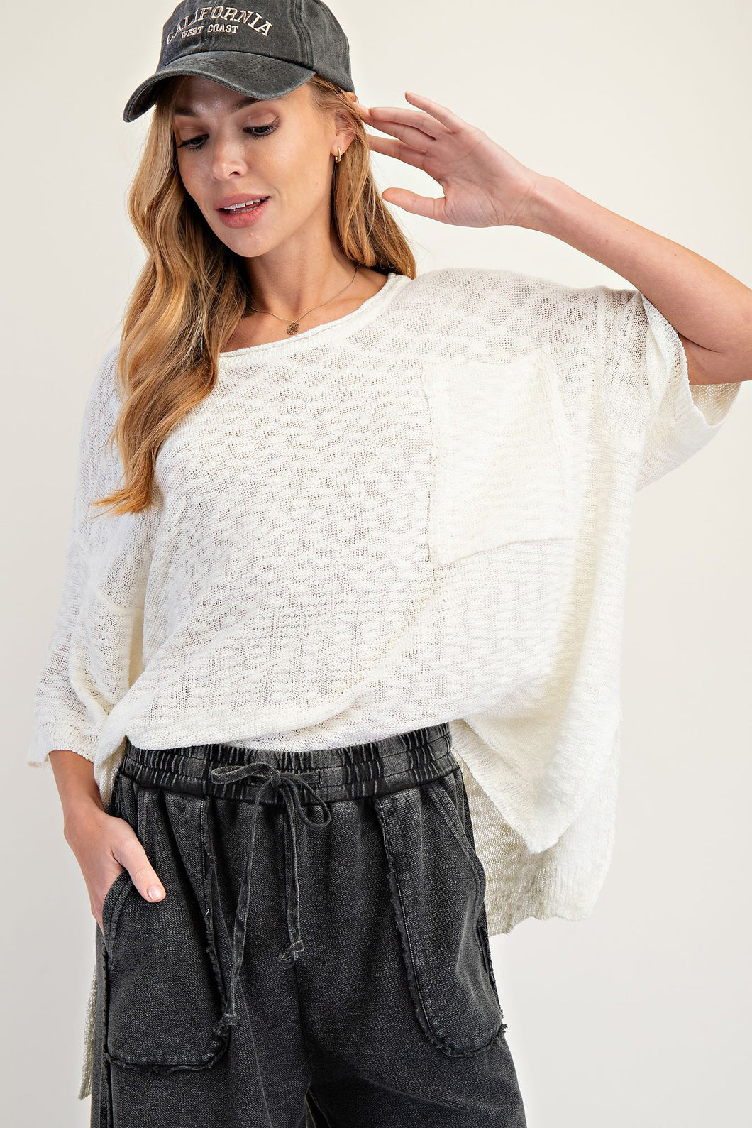 EASEL LOOSE KNIT SWEATER TUNIC IVORY