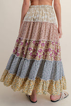 Load image into Gallery viewer, EASEL TIERED BOHO MAXI SKIRT
