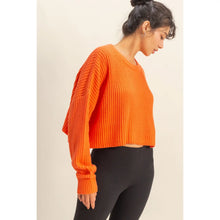 Load image into Gallery viewer, Hyfve Cropped Knit Sweater with Crew Neck
