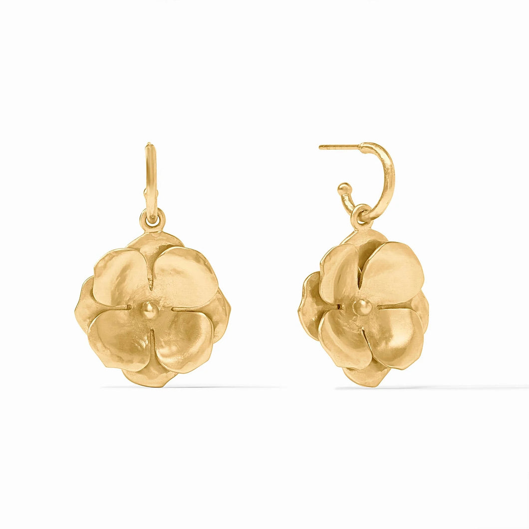 JULIE VOS BLOOM GOLD HOOP AND CHARM EARRINGS