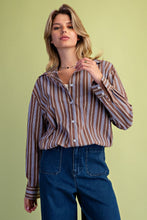 Load image into Gallery viewer, EASEL BUBBLE HEM STRIPED POPLIN SHIRT
