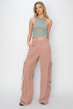 Load image into Gallery viewer, RISEN HIGH RISE ANKLE WIDE LEG TENCEL MULTI POCKET CARGO PANTS
