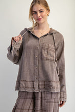 Load image into Gallery viewer, EASEL PLAID WASHED COTTON GAUSE HOODED PULLOVER
