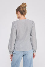 Load image into Gallery viewer, ALLIE ROSE STRIPED COTTON BLEND SIDE WRAP-TIE BUTTON UP
