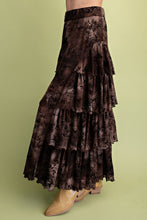 Load image into Gallery viewer, EASEL BURNOUT MESH TIERED MAXI SKIRT
