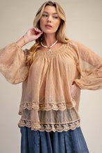 Load image into Gallery viewer, EASEL SHEER LACE OPEN BACK BLOUSE
