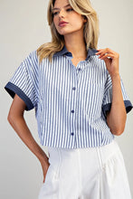 Load image into Gallery viewer, EESOME CONTRAST STRIPE BUTTON DOWN SHIRT
