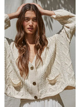 Load image into Gallery viewer, By Together Knit Sweater Cotton V-Neck Cable Knit Cardigan Top
