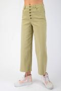 Load image into Gallery viewer, EASEL BUTTON FRONT STRETCH TWILL BELL BOTTOM PANTS
