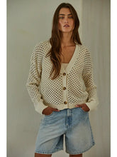 Load image into Gallery viewer, By Together Knit Sweater Cotton See Through V-Neck Cardigan
