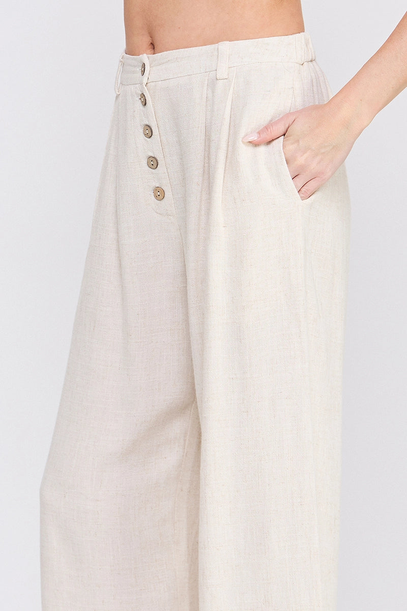 Allie Rose Soft Linen High-Waisted Palazzo Pants
