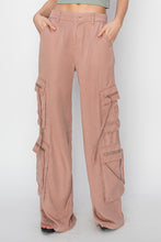 Load image into Gallery viewer, RISEN HIGH RISE ANKLE WIDE LEG TENCEL MULTI POCKET CARGO PANTS
