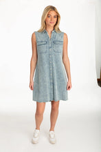 Load image into Gallery viewer, GIVEN KALE SLEEVELESS LACE UP BACK DRESS MED ACID WASH
